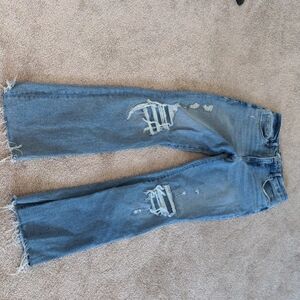 Good American Blue Distressed Jeans Wide Leg